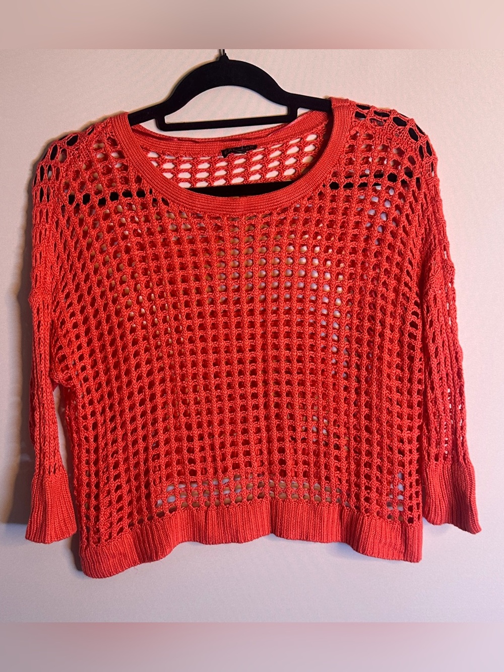 Express Coral Open Knit Sweater Top